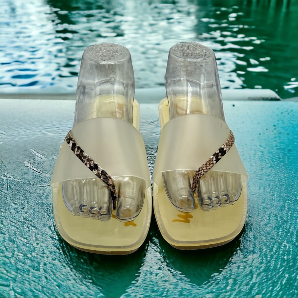 New NWB Sam Edelman Luciana Translucent Strap Slide Sandals, Size 7